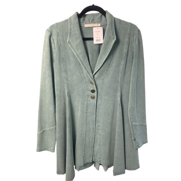 Testimony Los Angeles NEW Seafoam Green Long Line Jacket, Artisan, Bohemian, S - Picture 2 of 8